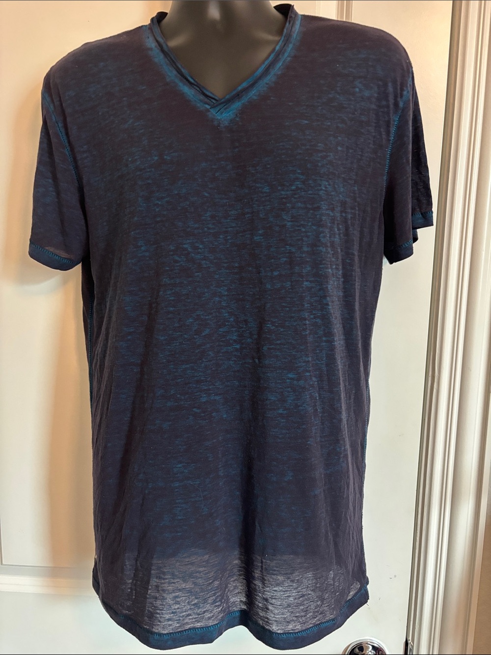 Buckle Black Men's V-Neck Short Sleeve Tee - Dark Teal Blue L #179T